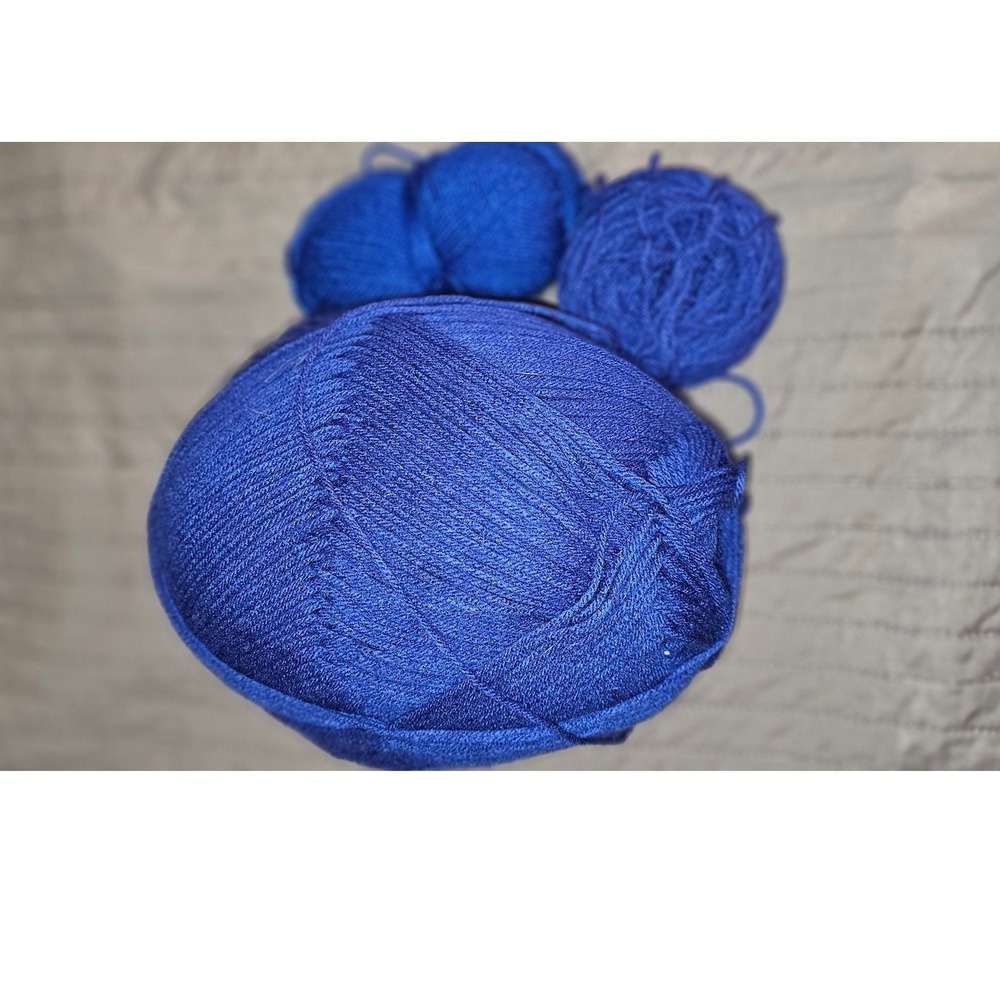 Royal Blue Yarn Bundle Large Skein and Partial Balls Cobalt Crafting Supplies
